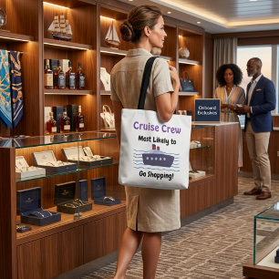 Tote Bag Drôle 'Aller faire du shopping' Croisière Bleu/ Bl