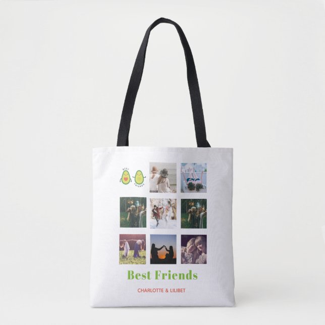 Tote Bag Drôle BFF PHOTO COLLAGE Cadeau personnalisé AVOCAD (Devant)
