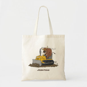 Tote Bag Drôle bulldozer de conduite de taureaux