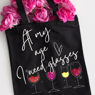Tote Bag Drôle cadeau pour les amateurs de vin Typographie 
