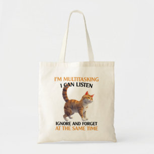 Tote Bag Drôle Chat Multitâche Dire