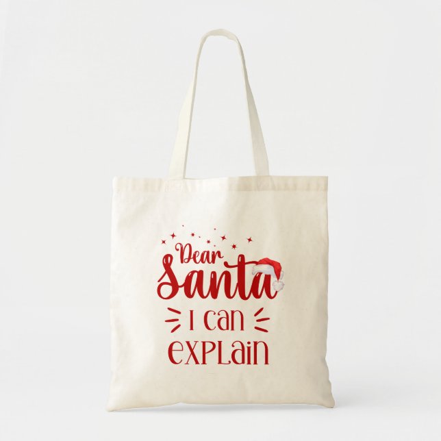 Tote Bag Drôle Cher Père Noël Je peux expliquer Noël (Devant)