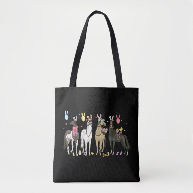 Tote Bag Drôle Cheval Pâques Jour ferme Animal mignonne Bun (Devant)