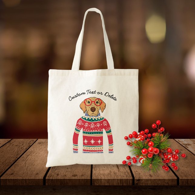 Tote Bag Drôle chien portant des lunettes, laide pull de No (Créateur téléchargé)
