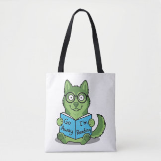 Tote Bag Drôle Chien Vert Mignon Va-t'en Je Lis