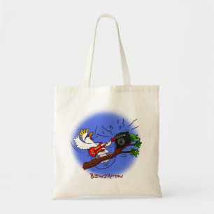 Tote Bag Drôle cockatoo jouant de la guitare rock dessin an