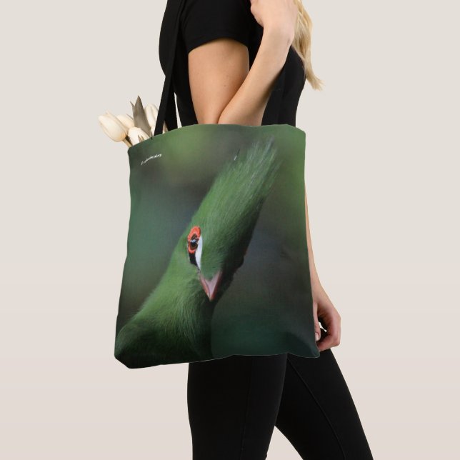 Tote Bag Drôle Curieux Guinée Turaco Oiseau Vert (De près)