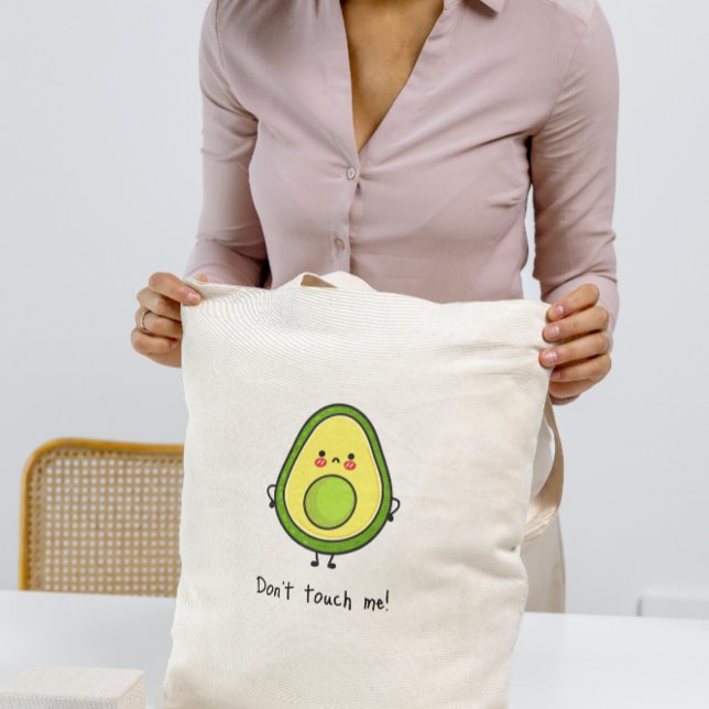Tote Bag drôle d'Avocado en colère, 'Ne me touchez pas ! ' (Créateur téléchargé)