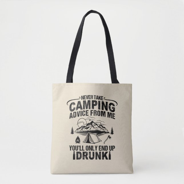 Tote Bag Drôle de camping à boire des paroles (Devant)