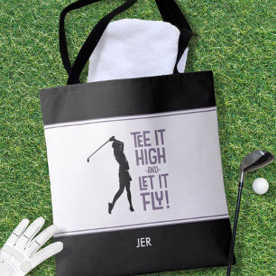 Tote Bag Drôle de dicton de golf Moderne Violet Noir