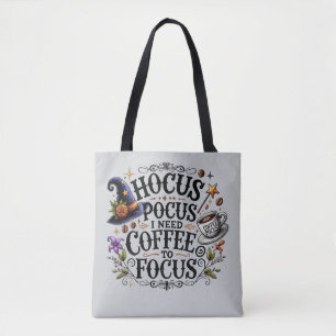 Tote Bag Drôle de Hocus Pocus J'ai Besoin de Café Sorcière