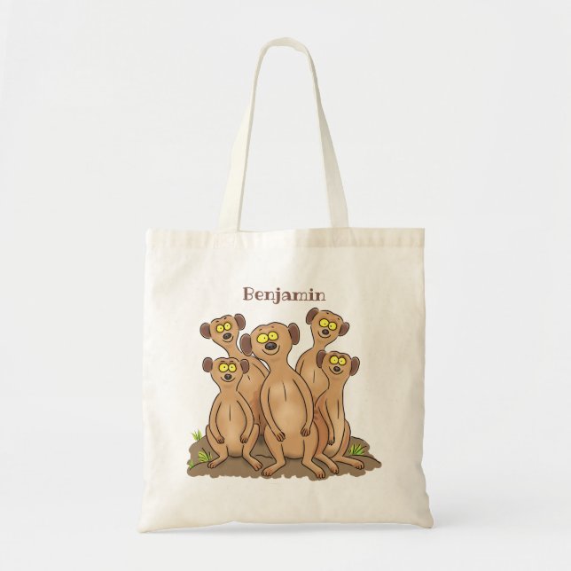 Tote Bag Drôle dessin de la famille meerkat (Devant)