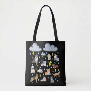 Tote Bag Drôle d'expression anglaise Il pleut des chats et 