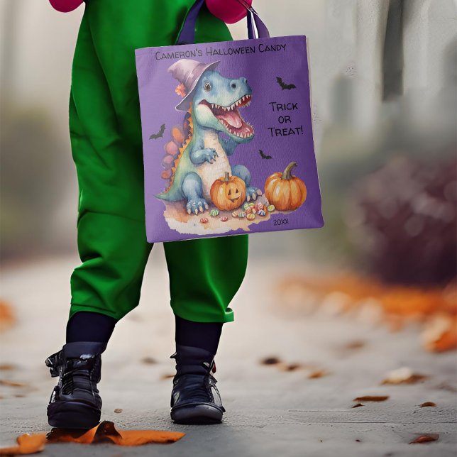 Tote Bag Drôle Dinosaur Halloween Candy (Créateur téléchargé)