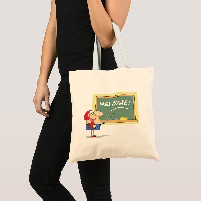 Tote Bag Drôle enseignant de dessin animé Bienvenue à l'éco (Créateur téléchargé)