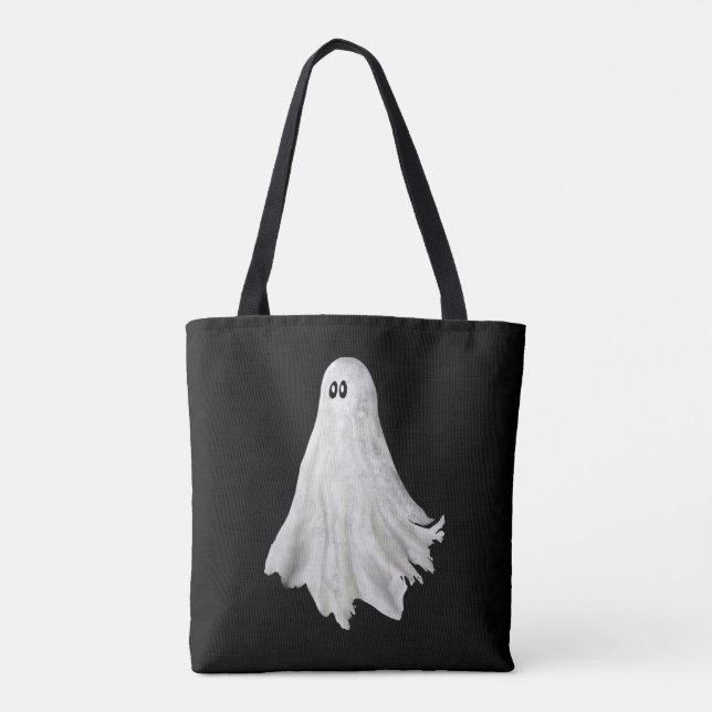 Tote Bag Drôle Fantôme D'Halloween Dessin Passé (Dos)