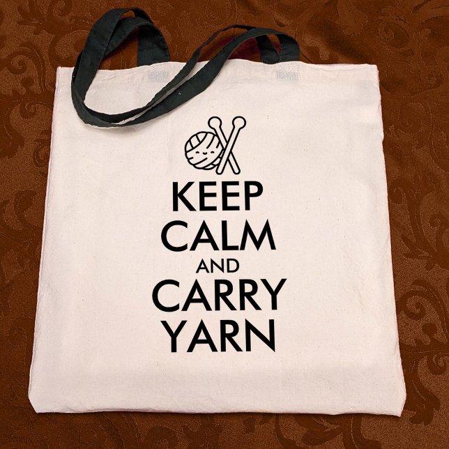 Tote Bag Drôle Garder le calme et porter Tricot ou Crochet  (Funny crochet tote bag: Keep calm and carry yarn)