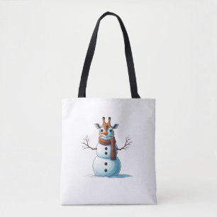Tote Bag Drôle Giraffe Snowman Scarf Noël Femme Hommes