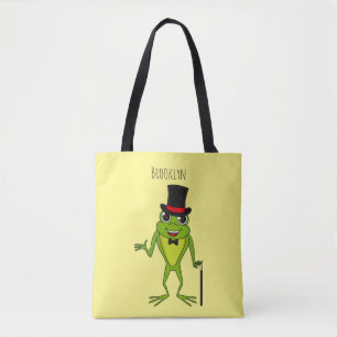 Tote Bag Drôle grenouille avec chapeau dessus dessin animé