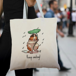 Tote Bag Drôle Guinéen Cochon Continuer à sourire Pluie Dan