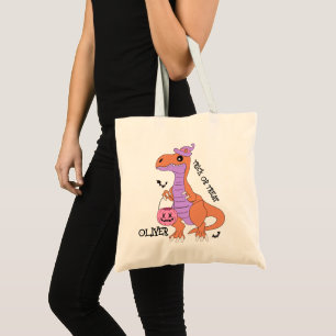 Tote Bag Drôle Halloween Dinosaur Trick ou traitement perso