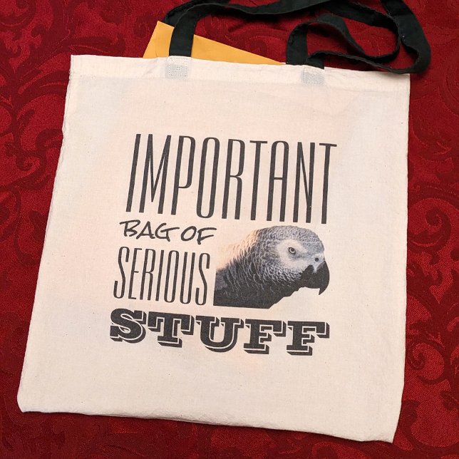Tote Bag Drôle important perroquet gris africain Sérieux tr (Créateur téléchargé)