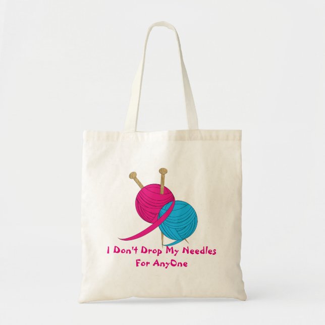Tote Bag Drôle Laine De Tricot Et Aiguilles Design De Nouve (Devant)