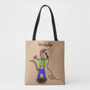 Tote Bag Drôle lézard chantant avec bande dessinée de micro