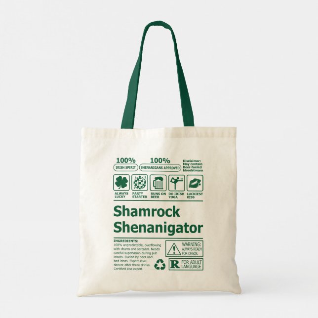 Tote Bag Drôle Lucky Irlandais Shamrock Jour de la Saint Pa (Dos)