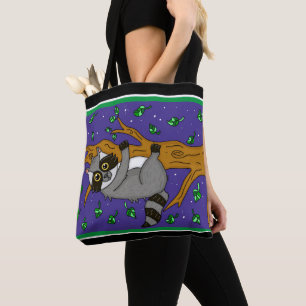Tote Bag Drôle Main tiré Whimsical Raccoon