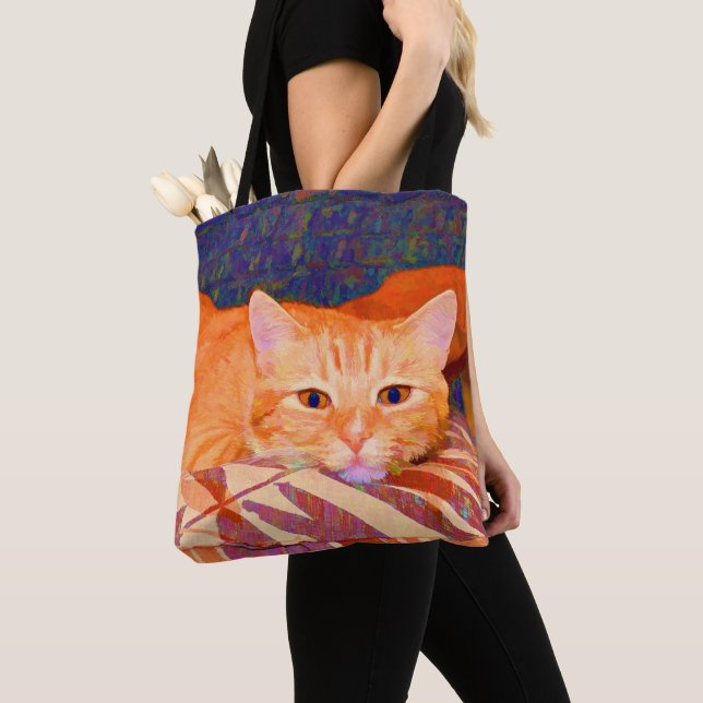 Tote Bag Drôle mignon Bright Orange Tabby Chat (De près)