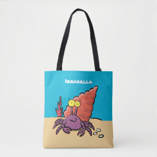 Tote Bag Drôle mignon caricature pourpre crabe ermite