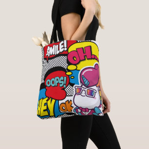 Tote Bag Drôle Multicolor Comic Unicorn Pop Art