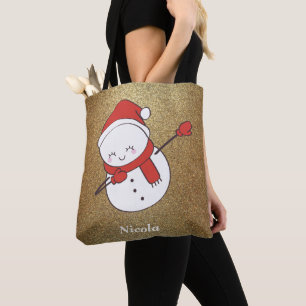 Tote Bag Drôle Noël Snowman Dabbing 