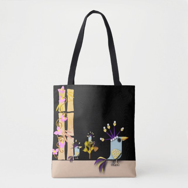 Tote Bag Drôle oiseau imaginaire (Devant)