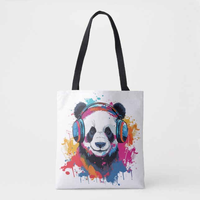 Tote Bag Drôle Panda aquarelle dessin lumineux (Devant)