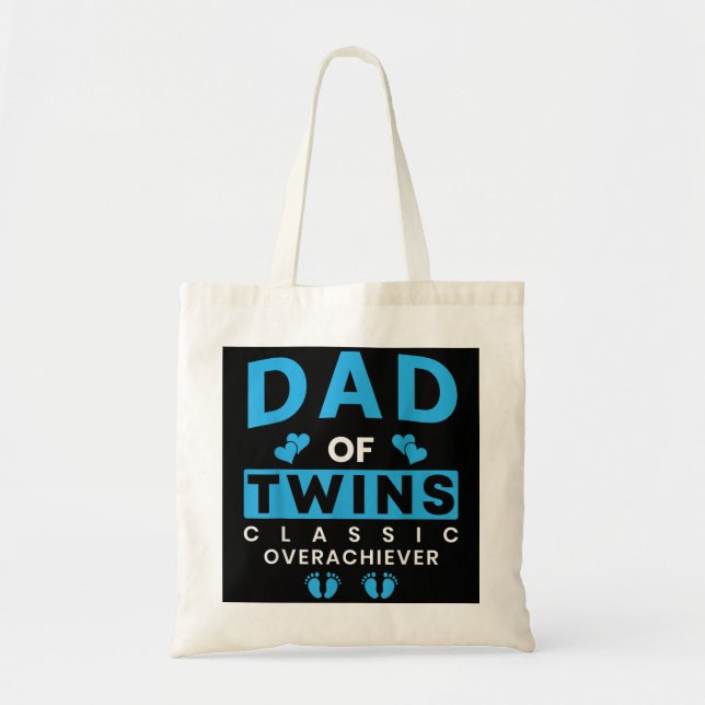 Tote Bag Drôle Papa Of Twins Classic Overachiever Twins (Devant)