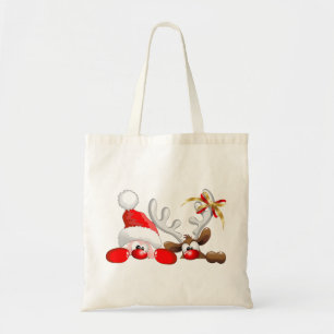 Tote Bag Drôle Père Noël et Reindeer Cartoon