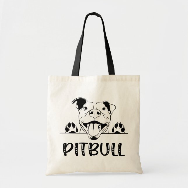 Tote Bag Drôle Pittie Pittie Puppy Chien Pit Bull (Devant)