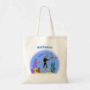 Tote Bag Drôle plongeur et poisson mer créatures dessin ani