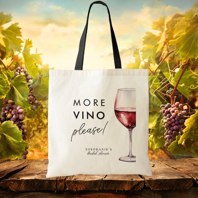 Tote Bag Drôle Plus Vino S'Il Vous Plaît Vin Fête des marié (Créateur téléchargé)