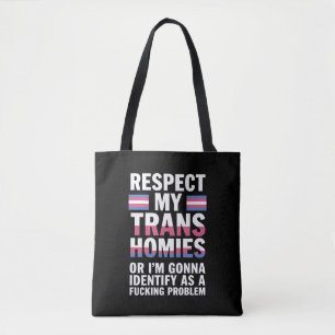 Tote Bag Drôle Respecte Mes Copains Trans Mois de la Fierté