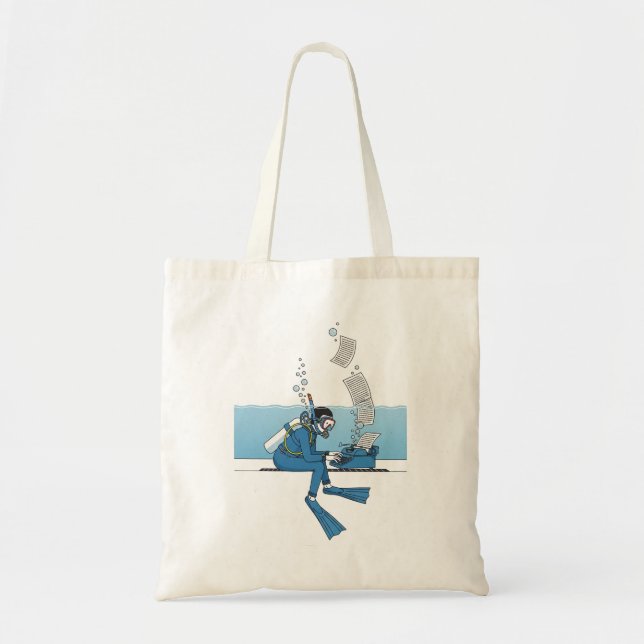 Tote Bag Drôle Scuba Diver Cartoon - Écrivain sous-marin (Devant)