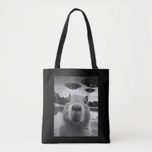 Tote Bag Drôle Selfie de Capybara Graphique avec des OVNI É