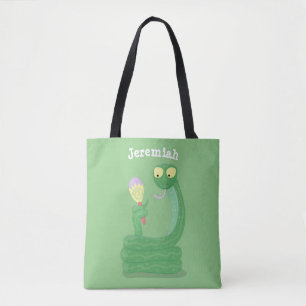 Tote Bag Drôle serpent vert avec caricature maraca