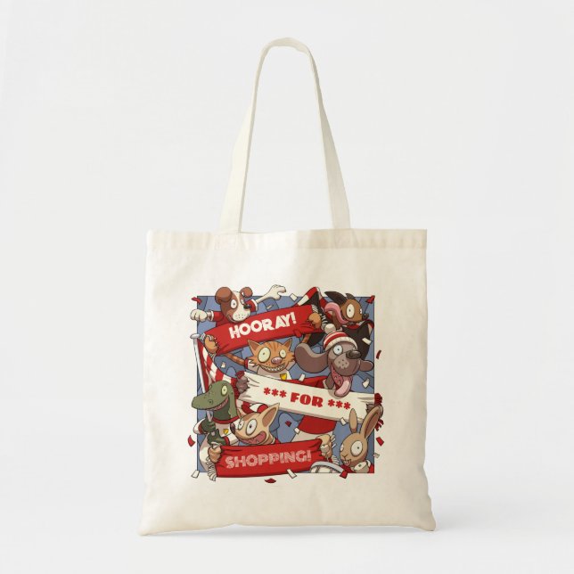 Tote Bag Drôle Ventilateurs Animaux Hourra Pour Shopping Ch (Devant)