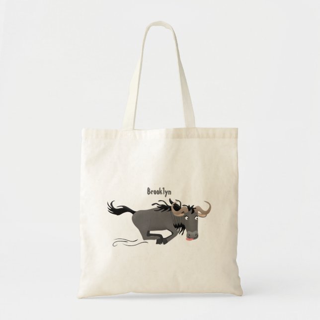 Tote Bag Drôle wildebeest tourner dessin animé illustration (Devant)