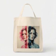Dualité Rouge et Bleue - Portraits jumeaux dans Ab