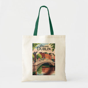 Tote Bag Dublin Irlande Illustration Travel Art Vintage