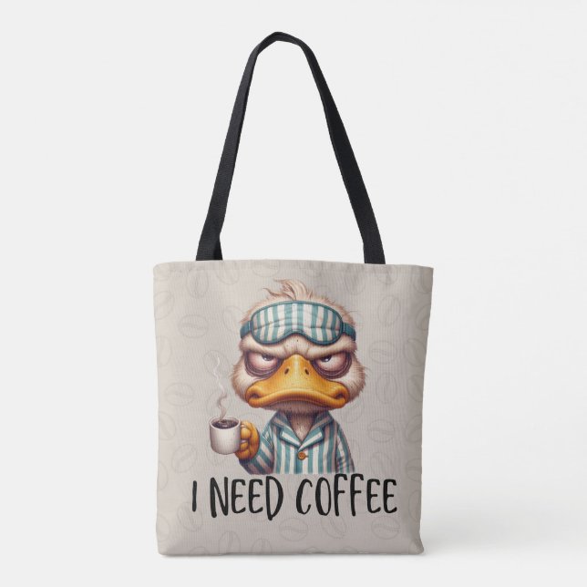 Tote Bag Duck Need Coffee Fourre-tout (Dos)